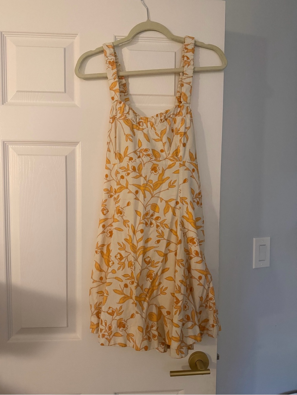 Maeve Cream Mini Dress with Yellow Floral Print
